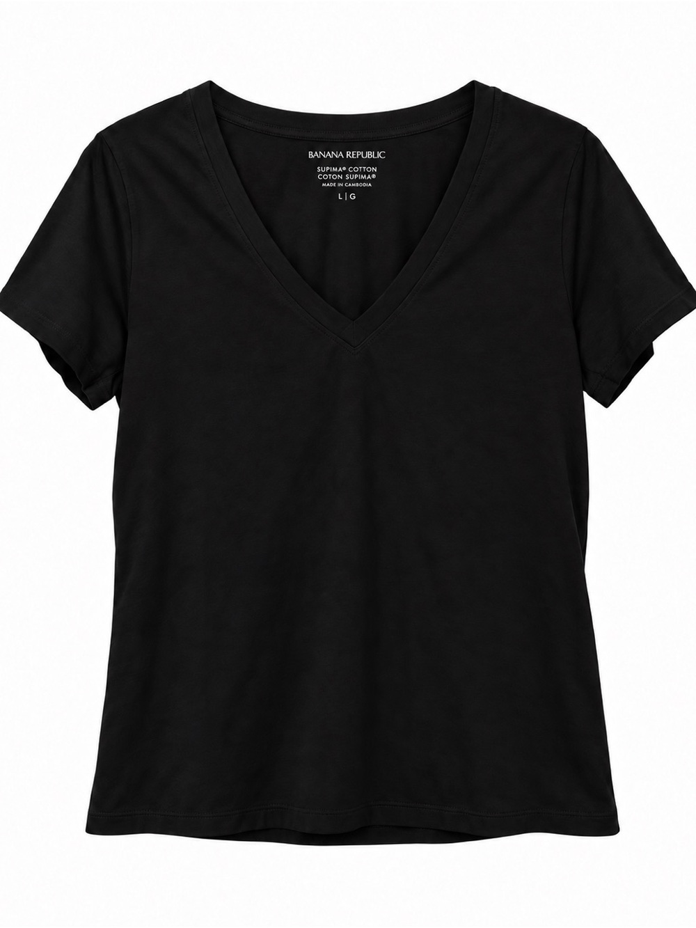 NWT Banana Republic 100% Supima Cotton V-Neck T-Shirt - Black, Size L
